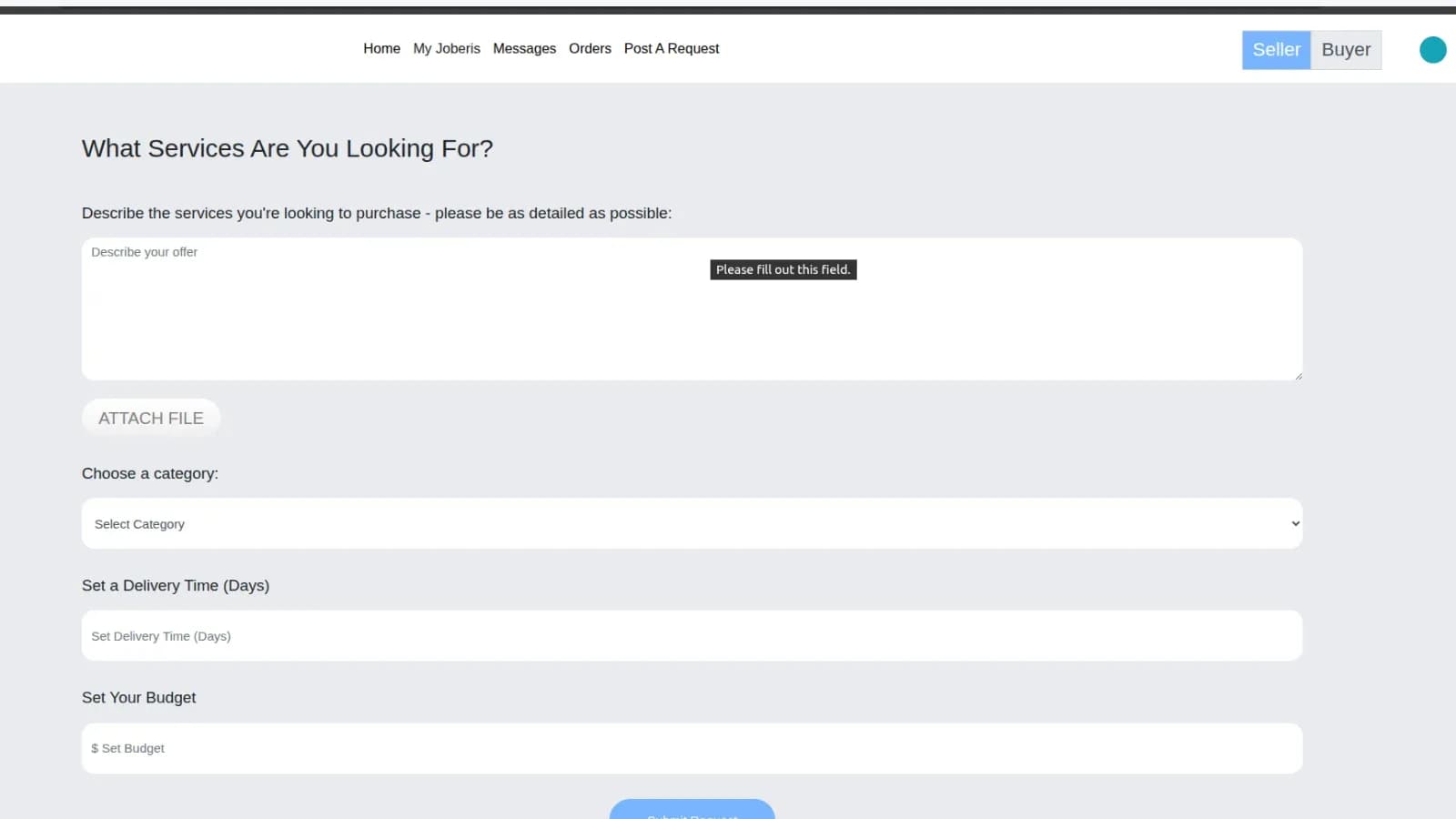 JOBRIS — Freelance Marketplace Platform: Service adding page
