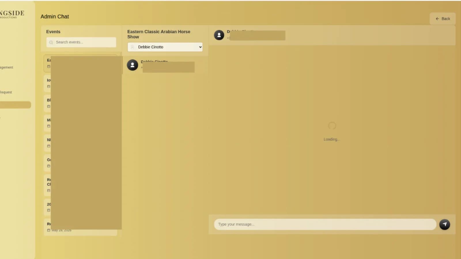 RINGSIDE PRODUCTION — Event and Community Management Platform: Chat Module