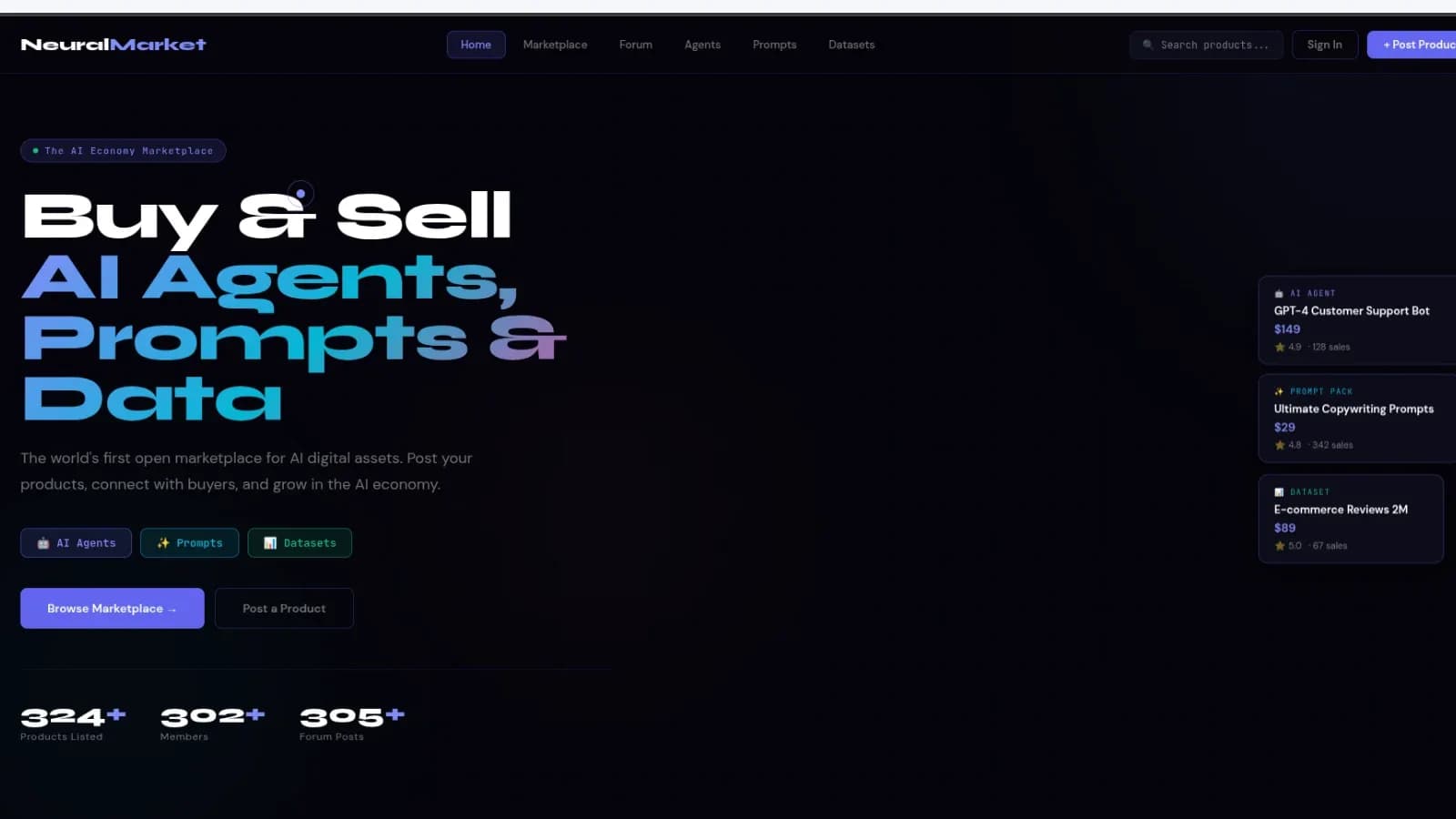 NEURAL MARKET — AI Marketplace & Community Platform project cover