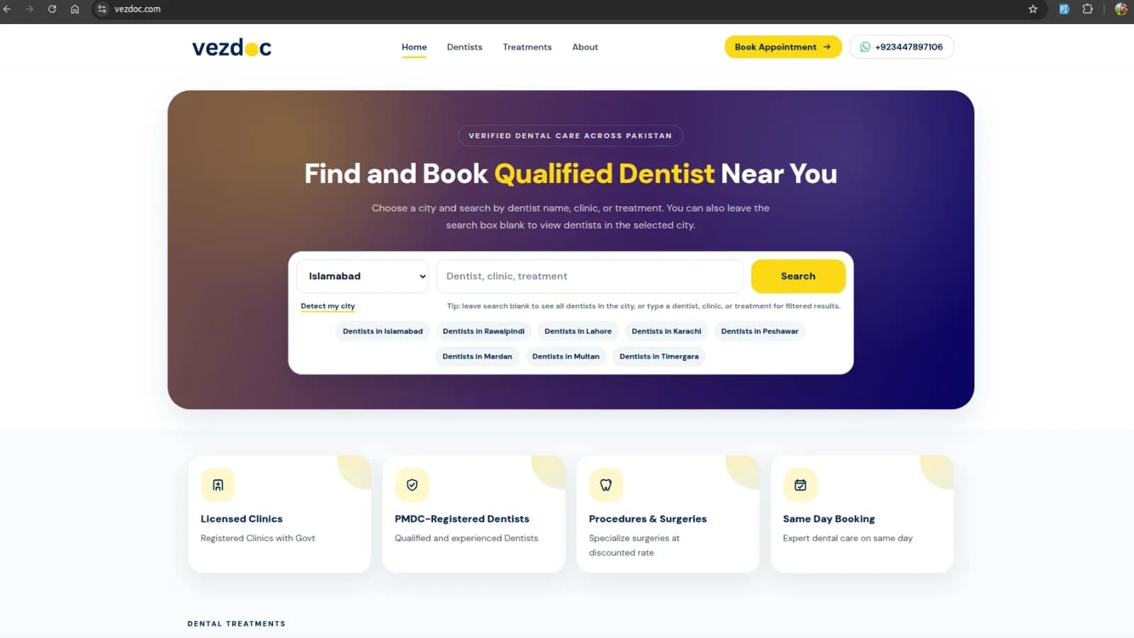 VEZDOC — Dental Appointment & Provider Platform project cover