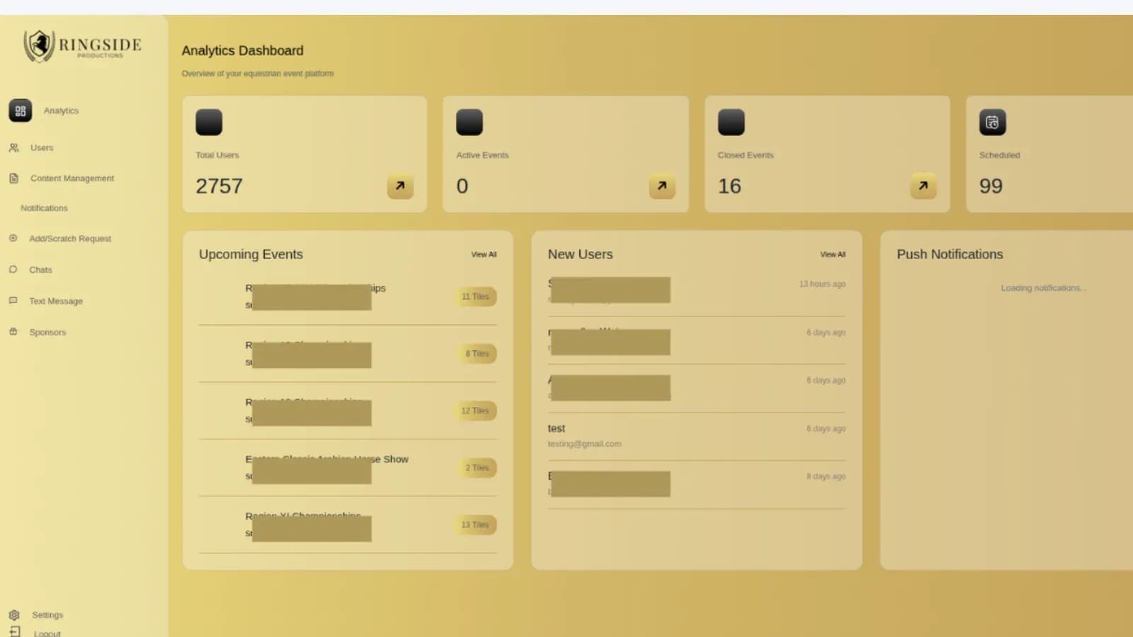 RINGSIDE PRODUCTION — Event and Community Management Platform project cover